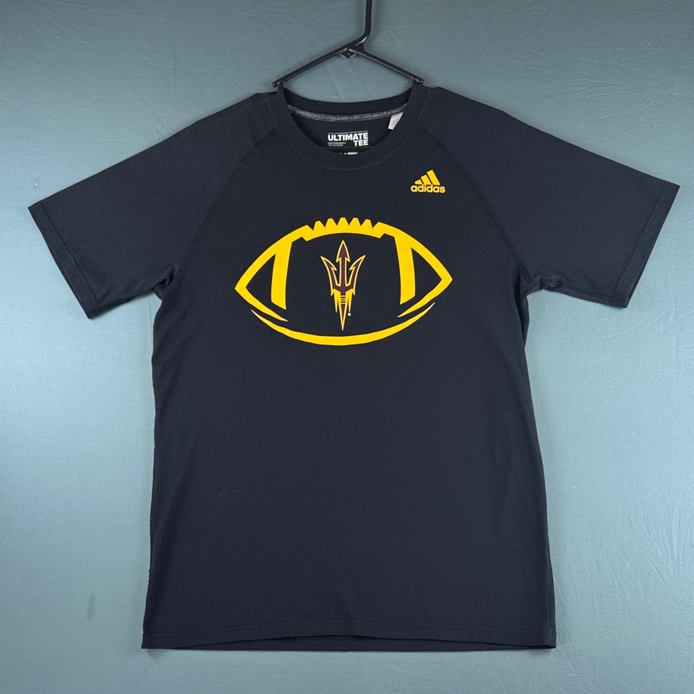 ASU adidas Black Short-Sleeve Tee with Yellow ASU and Football Logo